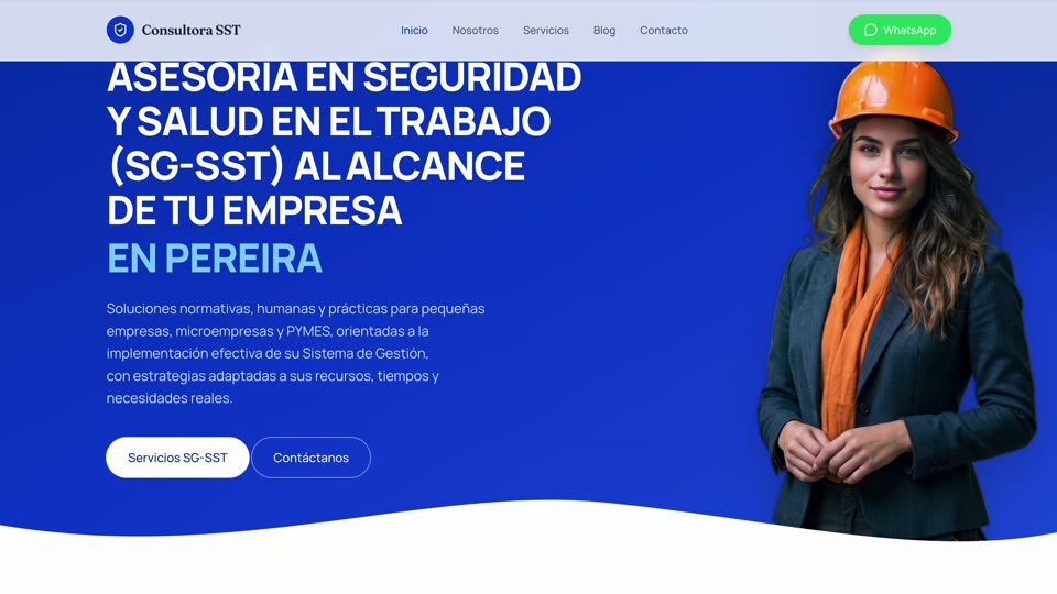 Plantilla web para consultoras SG-SST construida por Nova