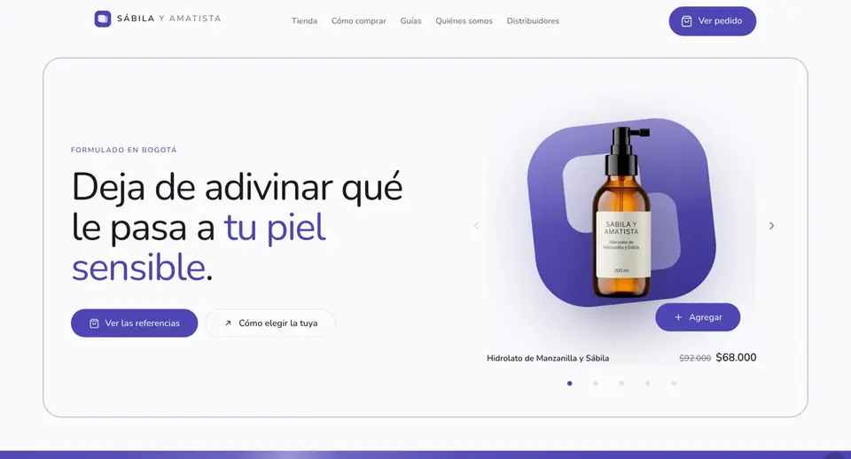 Sitio de cosmética en computador