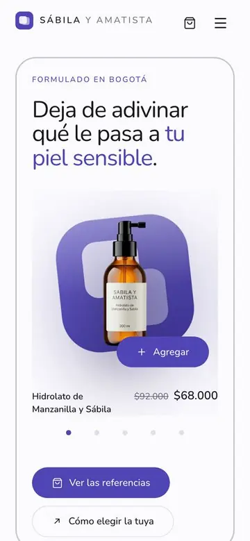 Sitio de cosmética en el celular